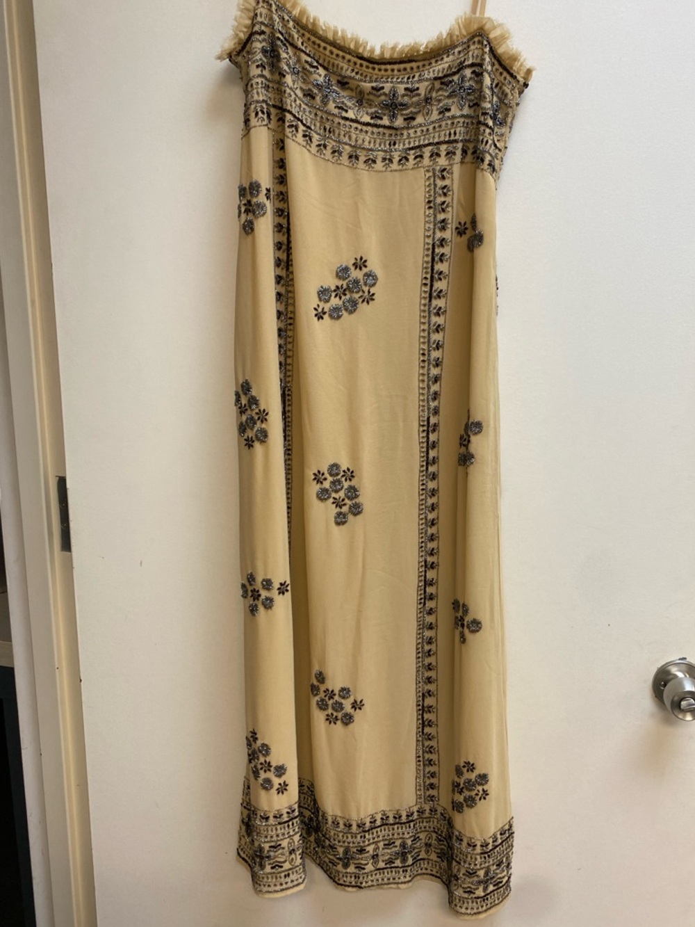 Zara Beige Strapless Maxi Dress with Beading details - Picture 6 of 9